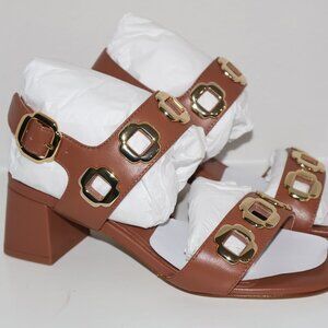 Larroude Handmade In Brazil Leather Milan Heeled Sandals Caramel